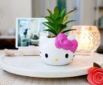Silver Buffalo Sanrio Hello Kitty Face 3-Inch Ceramic Mini Planter with Artificial Succulent
