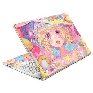 Laptop Skin Decal HP 15.6" - Kawaii Girl Laptop Cover Sticker No Cutting Required, No Bubble, Waterproof, Scratch Resistant - Including Wide Screen and Wrist Pad