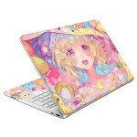 Laptop Skin Decal HP 15.6" - Kawaii Girl Laptop Cover Sticker No Cutting Required, No Bubble, Waterproof, Scratch Resistant - Including Wide Screen and Wrist Pad