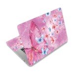 PLIGREAT Pink Butterfly Laptop Skin Sticker Decals, 12" 13" 13.3" 14" 15 inch Laptop Universal Vinyl Reusable Notebook Watercolor Art Protector Cover Decal Netbook PC Personalized Floral Skin Stickers
