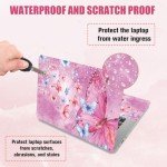 PLIGREAT Pink Butterfly Laptop Skin Sticker Decals, 12" 13" 13.3" 14" 15 inch Laptop Universal Vinyl Reusable Notebook Watercolor Art Protector Cover Decal Netbook PC Personalized Floral Skin Stickers