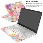 Laptop Skin Decal HP 15.6" - Kawaii Girl Laptop Cover Sticker No Cutting Required, No Bubble, Waterproof, Scratch Resistant - Including Wide Screen and Wrist Pad