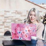 PLIGREAT Pink Butterfly Laptop Skin Sticker Decals, 12" 13" 13.3" 14" 15 inch Laptop Universal Vinyl Reusable Notebook Watercolor Art Protector Cover Decal Netbook PC Personalized Floral Skin Stickers