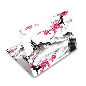 AIMSA Laptop Skin Sticker Decal, 12 13 13.3 14 15 15.4 15.6 inch Laptop Art Decal Protector Notebook Netbook PC 15.6" Universal Vinyl Cover, Mountain Sakura Ink Painting