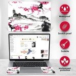 AIMSA Laptop Skin Sticker Decal, 12 13 13.3 14 15 15.4 15.6 inch Laptop Art Decal Protector Notebook Netbook PC 15.6" Universal Vinyl Cover, Mountain Sakura Ink Painting