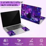 Lauspuck Anime Neon Laptop Notebook Skin Sticker Cover Decal, 12 13 13.3 14 15 15.4 15.6 inch Laptop Vinyl Skin Sticker Cover Art Protector Decal Universal, Purple Warrior Cat