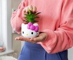 Silver Buffalo Sanrio Hello Kitty Face 3-Inch Ceramic Mini Planter with Artificial Succulent