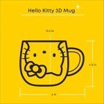 JoyJolt Hello Kitty 50th Anniversary Limited Edition Double Wall Glass Mug, 13.5 oz Insulated Coffee Mug with 3D Design, Cute Mug for Tea, Latte, or Iced Coffee, Kawaii Cup, Sanrio Accessories