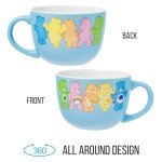 Silver Buffalo Care Bears Ceramic Soup Mug Featuring Good Luck Bear, Cheer Bear, Friend Bear, Funshine Bear, and Grumpy Bear, 24 Ounces