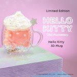 JoyJolt Hello Kitty 50th Anniversary Limited Edition Double Wall Glass Mug, 13.5 oz Insulated Coffee Mug with 3D Design, Cute Mug for Tea, Latte, or Iced Coffee, Kawaii Cup, Sanrio Accessories