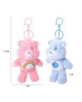 SALLY ROSE Care Bears Plush Keychain Set of 2, Cheer Bear and Grumpy Bear Key Chain, Bag Charms for Backpack and Purse, Care Bear Gifts