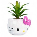 Silver Buffalo Sanrio Hello Kitty Face 3-Inch Ceramic Mini Planter with Artificial Succulent
