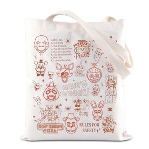ENSIANTH Five Nights Horror Game Gift Scary Bear Inspired Tote Bag Pizza Place Characters Lover Shoulder Bag Video Gamer Gift (5 Night bag)