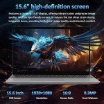 Auusda T152A 15.6" Gaming Laptop Computer - Intel N95 3.4GHz, FHD IPS Display, Backlit Keyboard & Fingerprint Reader, 8000mAh Battery, USB 3.0/Mini HDMI/MicroSD, Win11 Pro, Silver, 16GB RAM, 1TB NVMe
