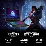 MSI Katana A17 AI 17.3” 240Hz QHD Gaming Laptop: Ryzen 9-8945HS, NVIDIA Geforce RTX 4070, 64GB DDR5, 2TB NVMe SSD, Cooler Boost 5, Win 11: Black B8VG-879US