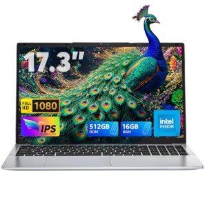 ACEMAGIC 2025 Laptop,17.3-Inch FHD Display Laptop Computer with Quad Core-12th Alder Lake N97(Up to 3.6GHz), 16GB RAM DDR4 512GB ROM Laptop Computer, 6000Mah Battery,Silver