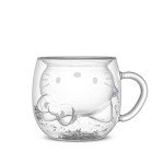 JoyJolt Hello Kitty 50th Anniversary Limited Edition Double Wall Glass Mug, 13.5 oz Insulated Coffee Mug with 3D Design, Cute Mug for Tea, Latte, or Iced Coffee, Kawaii Cup, Sanrio Accessories