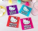 Sanrio Hello Kitty Colors Glass Coasters for Drinks, Set of 4 | Tabletop Protection for Home Kitchen, Dining Room Table