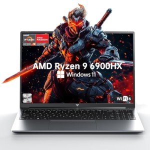 KAIGERR 2025 Gaming Laptop, Laptop with AMD Ryzen 9 6900HX (8C/16T, Up to 4.9GHz), 16GB DDR5 512GB NVMe SSD Laptop Computer, 16-inch FHD Display, WiFi 6, Backlit KB