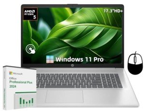 HP 17 Laptop, 17.3" HD+ Touchscreen, AMD Ryzen 5 7530U, AMD Radeon Graphics, 32 GB RAM, 1 TB SSD, HD Webcam, Wi-Fi 6, Long Battery Life, Windows 11 Pro & Office 2024 Lifetime License, w/Accessories