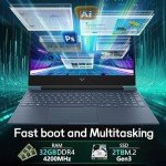 HP Victus 15 Gaming Laptop, 15.6" FHD 144Hz Display Portatil Gamer, Core i7-13620H, NVIDIA GeForce RTX 4060,32GB RAM 2TB SSD, Webcam, Backlit Keyboard, WiFi 6, Lifetime Windows 11 Pro and Office Pro