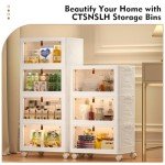 4 Tier Plastic Storage Bins and Boxes Organizer - Stackable with Lids for Bedroom, Living Room, Kitchen, Office - Foldable Containers