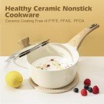 SENSARTE Ceramic Cookware Sets, Pots and Pans Set Nonstick, 14-Piece Induction Cookware, Non-toxic Healthy Non Stick Kitchen Cooking Set, with Frying Pans Set, PFAS PTFE PFOA PFOS Free