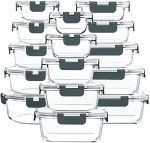 M MCIRCO 30 Pieces Glass Food Storage Containers with Snap Locking Lids,Glass Meal Prep Containers Set - Airtight Lunch Containers, Microwave, Oven, Freezer and Dishwasher