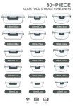 M MCIRCO 30 Pieces Glass Food Storage Containers with Snap Locking Lids,Glass Meal Prep Containers Set - Airtight Lunch Containers, Microwave, Oven, Freezer and Dishwasher