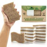 AIRNEX Natural Kitchen Sponge - Biodegradable Compostable Cellulose and Coconut Scrubber Sponge - Pack of 12 Eco Friendly Sponges for Dishes