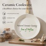 Bazova 24 Pcs Pots and Pans Set Non Stick Ceramic Cookware Set,Healthy Non Toxic Kitchen Cookware Sets with Large Capacity,Induction Compatible,Dishwasher Safe,PFAS/PTFE/PFOA/PFOS Free,Cream White