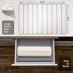Large Stone Dish Drying Mats for Kitchen Counter, 24"(L)×16"(W) Quick Dry Collapsible Dish Drying Mat, Eco-Friendly Absorbent Diatomaceous Earth Mats for Dishes Bottles Cups, Match Any Countertop