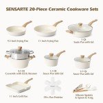SENSARTE Ceramic Cookware Sets, Pots and Pans Set Nonstick, 20-Piece Induction Cookware, Non-toxic Healthy Non Stick Kitchen Cooking Set with Stay-Cool Handles, PFAS PTFE PFOA PFOS Free