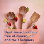 Non-Toxic Cooking Utensils – 7-Piece Kitchen Utensils Set, Glue-Free & One-Piece Wooden Spoons for Cooking, Natural Wooden Utensil Set with Plant-Based Finish, Free of Forever Chemicals