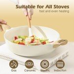 SENSARTE Ceramic Cookware Sets, Pots and Pans Set Nonstick, 20-Piece Induction Cookware, Non-toxic Healthy Non Stick Kitchen Cooking Set with Stay-Cool Handles, PFAS PTFE PFOA PFOS Free