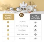 SENSARTE Ceramic Cookware Sets, Pots and Pans Set Nonstick, 20-Piece Induction Cookware, Non-toxic Healthy Non Stick Kitchen Cooking Set with Stay-Cool Handles, PFAS PTFE PFOA PFOS Free