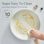 22 Pcs Pots and Pans Set Non Stick Non-Toxic Ceramic Kitchen Cookware Sets Nonstick Pot&Pan With Lid Cream White Granite Induction Compatible with Glass Lids Crepe Frying Pan FOA/PFOS-Free