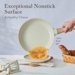 22 Pcs Pots and Pans Set Non Stick Non-Toxic Ceramic Kitchen Cookware Sets Nonstick Pot&Pan With Lid Cream White Granite Induction Compatible with Glass Lids Crepe Frying Pan FOA/PFOS-Free