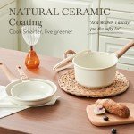 22 Pcs Pots and Pans Set Non Stick Non-Toxic Ceramic Kitchen Cookware Sets Nonstick Pot&Pan With Lid Cream White Granite Induction Compatible with Glass Lids Crepe Frying Pan FOA/PFOS-Free