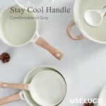 22 Pcs Pots and Pans Set Non Stick Non-Toxic Ceramic Kitchen Cookware Sets Nonstick Pot&Pan With Lid Cream White Granite Induction Compatible with Glass Lids Crepe Frying Pan FOA/PFOS-Free