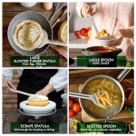 HOTEC Heat Resistant Silicone Kitchen Utensils, Cooking Utensil Set, Spatula Set, BPA Free, Kitchen Gadgets, With Stainless Steel Utensils Holder, Dishwasher Safe 14pcs Khaki