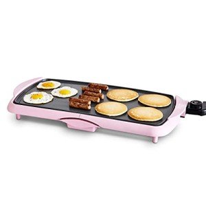 GreenLife 20” Extra Large Electric Griddle, Non-Toxic PFAS & PFOA-Free Ceramic Nonstick, Temperature Control, Quick Even Heating, Removable Drip Tray, Pancakes, Eggs, Sausage, Easy Clean, Pink