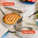 bella Snack-n-Store Mini Waffle Maker, EverGood™ Ceramic Nonstick Coating, Cord Wrap, Ready Indicator Light & Cool Touch Handles, Stackable Design & Customizable Plates, 350 Watt, Oatmilk