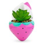 Toynk Sanrio Hello Kitty Strawberry 5-Inch Ceramic Planter with Artificial Succulent | Cute Flower Pot, Faux Indoor Plants