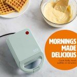 Tasty Mini Nonstick Waffle Maker, Perfect for Individual Waffles, Hash Browns, Brownies and more, Quick Results, Easy Clean Up, 600W, Aqua