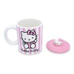 Toynk Sanrio Hello Kitty Pink Stripes Ceramic Mug With Lid | Large Coffee Cup For Tea, Espresso, Cocoa | Holds 18 Ounces