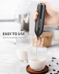 CIRCLE JOY Milk Frother Hanheld with Stand, Electric Coffee Frother, Battery Operated Hand Frother Wand Drink Mixer Mini Foamer for Matcha Lattes Cappuccino, Kitchen Gifts, Black