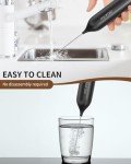 CIRCLE JOY Milk Frother Hanheld with Stand, Electric Coffee Frother, Battery Operated Hand Frother Wand Drink Mixer Mini Foamer for Matcha Lattes Cappuccino, Kitchen Gifts, Black