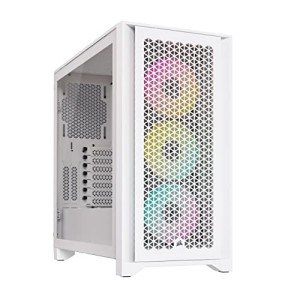 Corsair iCUE 4000D RGB Airflow Mid-Tower Case - 3X AF120 RGB Elite Fans - iCUE Lighting Node PRO Controller - High-Airflow Design - CORSAIR RapidRoute Cable Management System - True White