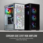 Corsair iCUE 220T RGB Airflow Tempered Glass Mid-Tower Smart Case, White